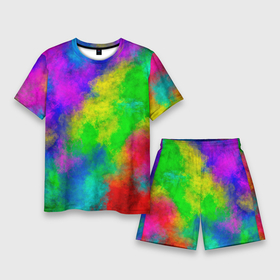 Мужской костюм с шортами 3D с принтом Multicolored ,  |  | abstract | colorful | holi | neon | pattern | rainbow | texture | абстракция | граффити | дым | искусство | кислота | кислотный | краска | красочный | микс | неоновый | облака | радуга | радужный | текстура | туман | узор | холи