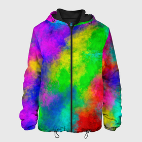 Мужская куртка 3D с принтом Multicolored , ткань верха — 100% полиэстер, подклад — флис | прямой крой, подол и капюшон оформлены резинкой с фиксаторами, два кармана без застежек по бокам, один большой потайной карман на груди. Карман на груди застегивается на липучку | Тематика изображения на принте: abstract | colorful | holi | neon | pattern | rainbow | texture | абстракция | граффити | дым | искусство | кислота | кислотный | краска | красочный | микс | неоновый | облака | радуга | радужный | текстура | туман | узор | холи
