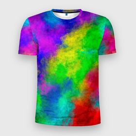 Мужская футболка 3D спортивная с принтом Multicolored в Курске, 100% полиэстер с улучшенными характеристиками | приталенный силуэт, круглая горловина, широкие плечи, сужается к линии бедра | abstract | colorful | holi | neon | pattern | rainbow | texture | абстракция | граффити | дым | искусство | кислота | кислотный | краска | красочный | микс | неоновый | облака | радуга | радужный | текстура | туман | узор | холи