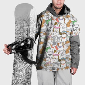 Накидка на куртку 3D с принтом Большая семья котиков в Белгороде, 100% полиэстер |  | bow | cat | scarf | spots | бант | косынка | кот | полоски | пятна | улыбки | шапка | шарф
