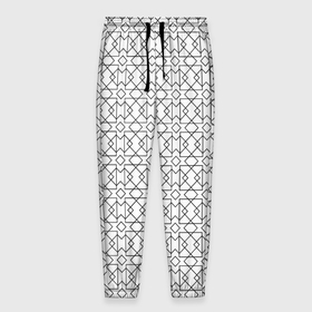 Мужские брюки 3D с принтом Геометрический узор в Новосибирске, 100% полиэстер | манжеты по низу, эластичный пояс регулируется шнурком, по бокам два кармана без застежек, внутренняя часть кармана из мелкой сетки | lines | parallel | rhombus | square | квадрат | линии | параллели | ромб