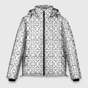 Мужская зимняя куртка 3D с принтом Геометрический узор в Екатеринбурге, верх — 100% полиэстер; подкладка — 100% полиэстер; утеплитель — 100% полиэстер | длина ниже бедра, свободный силуэт Оверсайз. Есть воротник-стойка, отстегивающийся капюшон и ветрозащитная планка. 

Боковые карманы с листочкой на кнопках и внутренний карман на молнии. | lines | parallel | rhombus | square | квадрат | линии | параллели | ромб