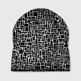 Шапка 3D с принтом Геометрия ЧБ.Black & white в Тюмени, 100% полиэстер | универсальный размер, печать по всей поверхности изделия | black  white | геометрия | прямоугольники | текстуры | чб