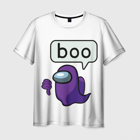 Мужская футболка 3D с принтом BOO (Among Us) в Курске, 100% полиэфир | прямой крой, круглый вырез горловины, длина до линии бедер | among | among us | boo | crewmate | game | ghost | impistor | space | us | vote | бу | буу | выживший | игра | космос | невиновный | предатель | приведение | призрак | самозванец
