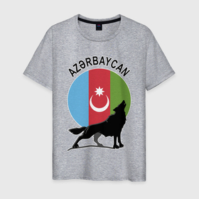 Мужская футболка хлопок с принтом Азербайджан в Курске, 100% хлопок | прямой крой, круглый вырез горловины, длина до линии бедер, слегка спущенное плечо. | azerbaijan | baku | азер | азербайджан | баку | герб | страна | флаг