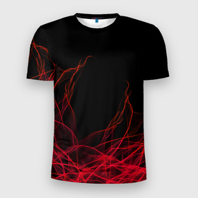 Мужская футболка 3D спортивная с принтом Fiber в Курске, 100% полиэстер с улучшенными характеристиками | приталенный силуэт, круглая горловина, широкие плечи, сужается к линии бедра | abstraction | art | background | fiber | thread | абстракция | арт | волокно | нить | фон