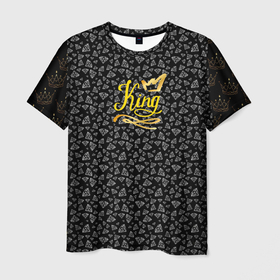 Мужская футболка 3D с принтом King в Тюмени, 100% полиэфир | прямой крой, круглый вырез горловины, длина до линии бедер | king | бриллианты | карона | король | царь