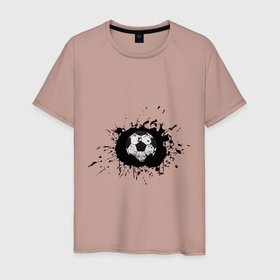 Мужская футболка хлопок с принтом Soccer Ball в Ухте, 100% хлопок | прямой крой, круглый вырез горловины, длина до линии бедер, слегка спущенное плечо. | ball | football | soccer | брызги | мяч | футбол | футбольный мяч