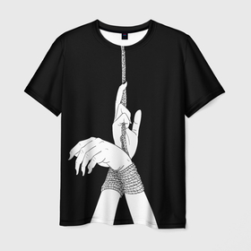 Мужская футболка 3D с принтом Связанные руки эстетика в Кировске, 100% полиэфир | прямой крой, круглый вырез горловины, длина до линии бедер | 50 | aesthetic | aesthetics | веревка | запястья | любовь | молодости | молодость | оттенков | руки | серого | чб | черно белое | эстетика | юность