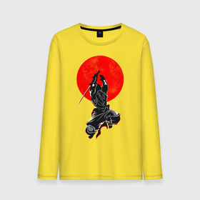 Мужской лонгслив хлопок с принтом Samurai в Курске, 100% хлопок |  | Тематика изображения на принте: art | katana | man | ninja | red moon | samurai | арт | катана | красная луна | ниндзя | самурай | человек