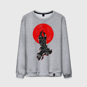 Мужской свитшот хлопок с принтом Samurai в Тюмени, 100% хлопок |  | art | katana | man | ninja | red moon | samurai | арт | катана | красная луна | ниндзя | самурай | человек