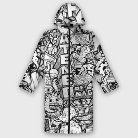 Дождевик унисекс 3D с принтом Doodle граффити в городе Новоалтайск,  |  | doodle | graffiti | граффити | дудл | чб