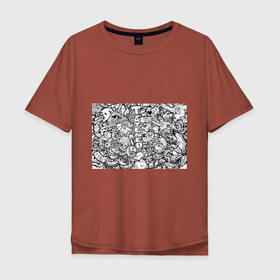 Мужская футболка хлопок Oversize с принтом Doodle граффити в Курске, 100% хлопок | свободный крой, круглый ворот, “спинка” длиннее передней части | Тематика изображения на принте: doodle | graffiti | граффити | дудл | чб
