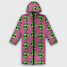 Дождевик унисекс 3D с принтом Pattern в Ухте,  |  | brain | jaw | orbits | pattern | skull | straw | глазницы | мозг | пасть | трубочка | узор | череп
