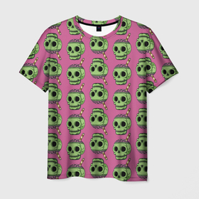 Мужская футболка 3D с принтом Pattern в Петрозаводске, 100% полиэфир | прямой крой, круглый вырез горловины, длина до линии бедер | brain | jaw | orbits | pattern | skull | straw | глазницы | мозг | пасть | трубочка | узор | череп