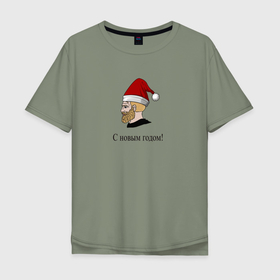 Мужская футболка хлопок Oversize с принтом С новым годом   Чад в Курске, 100% хлопок | свободный крой, круглый ворот, “спинка” длиннее передней части | 