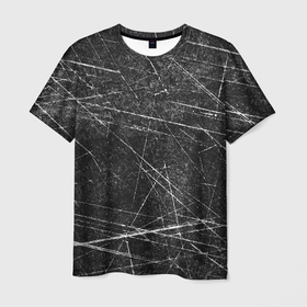 Мужская футболка 3D с принтом Царапины в Екатеринбурге, 100% полиэфир | прямой крой, круглый вырез горловины, длина до линии бедер | background | scratches | scuff | stripes | texture | полоски | потертость | текстура | фон | царапины