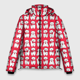 Мужская зимняя куртка 3D с принтом Мишки в шарфиках в Новосибирске, верх — 100% полиэстер; подкладка — 100% полиэстер; утеплитель — 100% полиэстер | длина ниже бедра, свободный силуэт Оверсайз. Есть воротник-стойка, отстегивающийся капюшон и ветрозащитная планка. 

Боковые карманы с листочкой на кнопках и внутренний карман на молнии. | 2021 | белый | белый медведь | белый мишка | год | детская | животные | звери | красная футболка | медведи | медведь | мишка | мишка в шарфике | мишки | на новый год | новый | новый год | подарок | праздник
