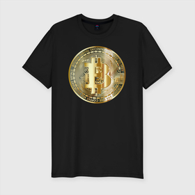 Мужская футболка хлопок Slim с принтом Биткоин (bitcoin) , 92% хлопок, 8% лайкра | приталенный силуэт, круглый вырез ворота, длина до линии бедра, короткий рукав | bitcoin | bitcoin news | bitcoin news today | bitcoin price | bitcoin price prediction | bitcoin trading | btc | btc news | btc price | btc today | crypto | crypto news | cryptocurrency
