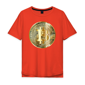 Мужская футболка хлопок Oversize с принтом Биткоин (bitcoin) в Белгороде, 100% хлопок | свободный крой, круглый ворот, “спинка” длиннее передней части | Тематика изображения на принте: bitcoin | bitcoin news | bitcoin news today | bitcoin price | bitcoin price prediction | bitcoin trading | btc | btc news | btc price | btc today | crypto | crypto news | cryptocurrency