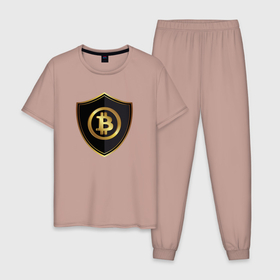 Мужская пижама хлопок с принтом Биткоин (bitcoin) , 100% хлопок | брюки и футболка прямого кроя, без карманов, на брюках мягкая резинка на поясе и по низу штанин
 | bitcoin | bitcoin news | bitcoin news today | bitcoin price | bitcoin price prediction | bitcoin trading | btc | btc news | btc price | btc today | crypto | crypto news | cryptocurrency