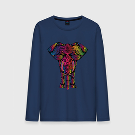 Мужской лонгслив хлопок с принтом  Слон с орнаментом в Курске, 100% хлопок |  | животные | звери | орнамент | слон