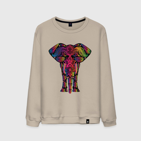 Мужской свитшот хлопок с принтом  Слон с орнаментом в Курске, 100% хлопок |  | животные | звери | орнамент | слон
