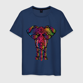 Мужская футболка хлопок с принтом  Слон с орнаментом в Екатеринбурге, 100% хлопок | прямой крой, круглый вырез горловины, длина до линии бедер, слегка спущенное плечо. | животные | звери | орнамент | слон