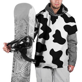 Накидка на куртку 3D с принтом Му-му в Тюмени, 100% полиэстер |  | абстракция | бык | кожа коровы | корова | му му | пятна | черно белое | черно белые пятна