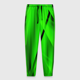 Мужские брюки 3D с принтом Зеленый неон в Кировске, 100% полиэстер | манжеты по низу, эластичный пояс регулируется шнурком, по бокам два кармана без застежек, внутренняя часть кармана из мелкой сетки | зелегь | зеленая абстракция | зеленка | зеленые линии | зеленые полосы | зеленый | зеленый неон | неон