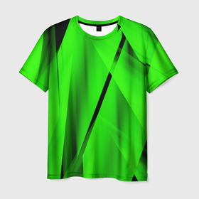 Мужская футболка 3D с принтом Зеленый неон в Кировске, 100% полиэфир | прямой крой, круглый вырез горловины, длина до линии бедер | зелегь | зеленая абстракция | зеленка | зеленые линии | зеленые полосы | зеленый | зеленый неон | неон
