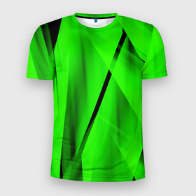 Мужская футболка 3D спортивная с принтом Зеленый неон в Кировске, 100% полиэстер с улучшенными характеристиками | приталенный силуэт, круглая горловина, широкие плечи, сужается к линии бедра | зелегь | зеленая абстракция | зеленка | зеленые линии | зеленые полосы | зеленый | зеленый неон | неон