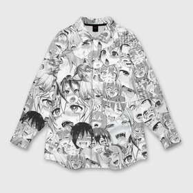 Мужская рубашка oversize 3D с принтом Ahegao monochrome ,  |  | аниме | ахегао | манго | черно белое | япония