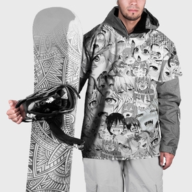 Накидка на куртку 3D с принтом Ahegao monochrome в Санкт-Петербурге, 100% полиэстер |  | аниме | ахегао | манго | черно белое | япония