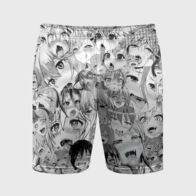 Мужские шорты спортивные с принтом Ahegao monochrome ,  |  | аниме | ахегао | манго | черно белое | япония