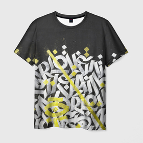 Мужская футболка 3D с принтом GRAFFITY , 100% полиэфир | прямой крой, круглый вырез горловины, длина до линии бедер | граффити | каллиграфия | минимализм | надписи | настенная живопись | символы