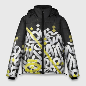 Мужская зимняя куртка 3D с принтом GRAFFITY в Новосибирске, верх — 100% полиэстер; подкладка — 100% полиэстер; утеплитель — 100% полиэстер | длина ниже бедра, свободный силуэт Оверсайз. Есть воротник-стойка, отстегивающийся капюшон и ветрозащитная планка. 

Боковые карманы с листочкой на кнопках и внутренний карман на молнии. | Тематика изображения на принте: граффити | каллиграфия | минимализм | надписи | настенная живопись | символы