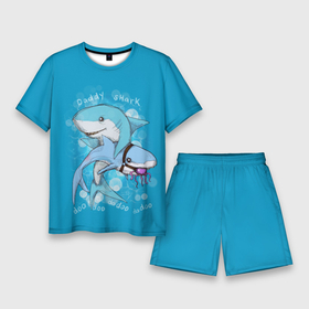 Мужской костюм с шортами 3D с принтом Dady Shark ,  |  | baby | brother | dady | doo | mummy | ocean | sea | shark | sister | youtube | акула | акуленок | анимация | бабушка | брат | дедушка | клип | мама | море | мульт | мультфильм | океан | папа | сестра | ютуб