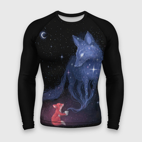 Мужской рашгард 3D с принтом Лиса и ее дух в Санкт-Петербурге,  |  | fox | moon | stars | дух | звезды | лес | леса | лиса | лиса и лес | лисичка | лисичка в лесу | лисички в космосе | лисы | луна | небо | ночное небо | с лисами | темнота