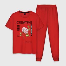 Мужская пижама хлопок с принтом CREATIVE в Тюмени, 100% хлопок | брюки и футболка прямого кроя, без карманов, на брюках мягкая резинка на поясе и по низу штанин
 | 2020 | абстракция | граффити | стиль | тренд | уличный стиль | урбан