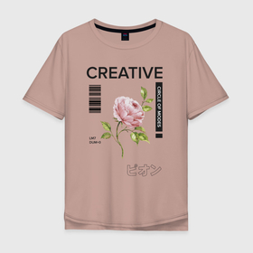 Мужская футболка хлопок Oversize с принтом CREATIVE в Екатеринбурге, 100% хлопок | свободный крой, круглый ворот, “спинка” длиннее передней части | 2020 | абстракция | граффити | стиль | тренд | уличный стиль | урбан