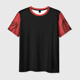 Мужская футболка 3D+ с принтом красный дракон в Белгороде, 100% микрофибра | круглый вырез горловины, длина до линии бедер | 2020 | абстракция | граффити | стиль | тренд | уличный стиль | урбан