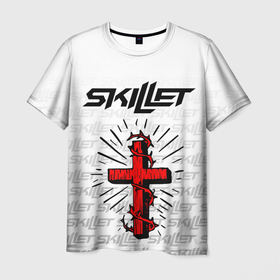 Мужская футболка 3D с принтом SKILLET , 100% полиэфир | прямой крой, круглый вырез горловины, длина до линии бедер | skillet | skillet 2020 | skillet hero | skillet monster | skillet rose | группа skillet | скелет