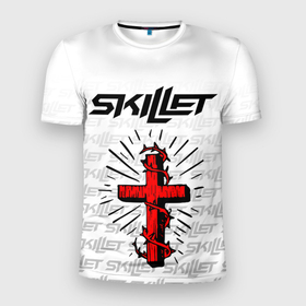 Мужская футболка 3D Slim с принтом SKILLET , 100% полиэстер с улучшенными характеристиками | приталенный силуэт, круглая горловина, широкие плечи, сужается к линии бедра | skillet | skillet 2020 | skillet hero | skillet monster | skillet rose | группа skillet | скелет