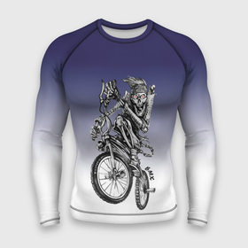 Мужской рашгард 3D с принтом BMX в Екатеринбурге,  |  | bike | bmx | bones | eyes | jaw | skeleton | skull | sport | велосипед | кости | пасть | скелет | спорт | череп