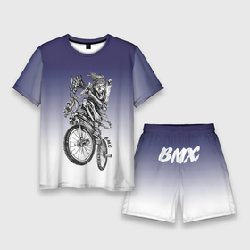 Мужской костюм с шортами 3D с принтом BMX в Петрозаводске,  |  | bike | bmx | bones | eyes | jaw | skeleton | skull | sport | велосипед | кости | пасть | скелет | спорт | череп