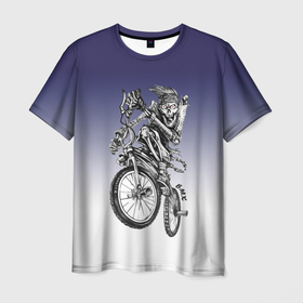 Мужская футболка 3D с принтом BMX в Кировске, 100% полиэфир | прямой крой, круглый вырез горловины, длина до линии бедер | bike | bmx | bones | eyes | jaw | skeleton | skull | sport | велосипед | кости | пасть | скелет | спорт | череп