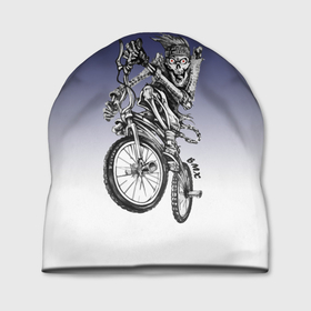 Шапка 3D с принтом BMX в Тюмени, 100% полиэстер | универсальный размер, печать по всей поверхности изделия | bike | bmx | bones | eyes | jaw | skeleton | skull | sport | велосипед | кости | пасть | скелет | спорт | череп