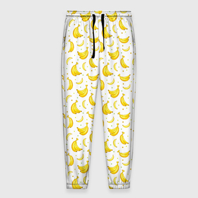 Мужские брюки 3D с принтом Банановый рай в Курске, 100% полиэстер | манжеты по низу, эластичный пояс регулируется шнурком, по бокам два кармана без застежек, внутренняя часть кармана из мелкой сетки | bananas | circle | fruit | pattern | бананы | кружок | узор | фрукт