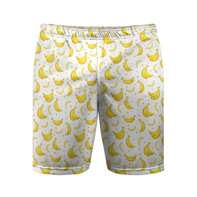 Мужские шорты спортивные с принтом Банановый рай в Курске,  |  | bananas | circle | fruit | pattern | бананы | кружок | узор | фрукт